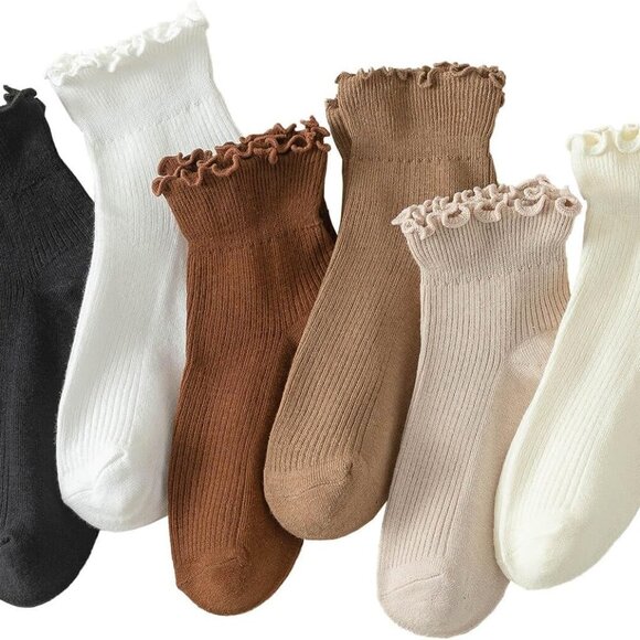 Jewelry - 6 Pairs of Women, Cute Ruffle Ankle Socks